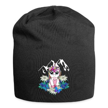 Alps Unicorn Spring Mythical Animals Alm Children - Jersey Beanie - black - Front