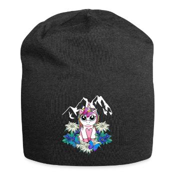 Alps Unicorn Spring Mythical Animals Alm Children - Jersey Beanie - charcoal grey - Front