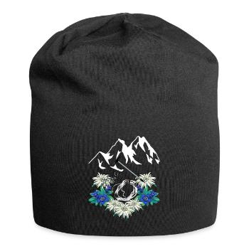 Alpes tyroliennes Gentiane Edelweiss Alpinistes Escalade - Bonnet en jersey - noir - Devant