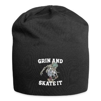 Grinsen und skaten - Jersey-Beanie - Schwarz - Vorne