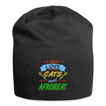 I just love cats and afrobeat - Jersey-Beanie - Schwarz - Vorne