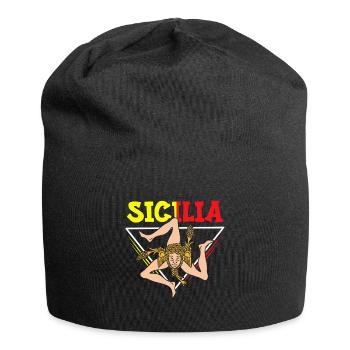Sizilien flagge Sizilien Palermo Italien - Jersey-Beanie - Schwarz - Vorne