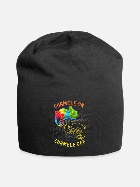Chamäleon lustiger Spruch, Pun Chamele On - Jersey-Beanie - Schwarz