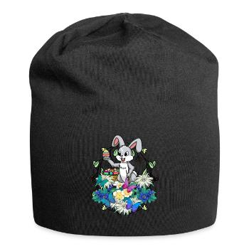 Frühlingsanfang Ostereier Osterhase Pinsel Ostern - Jersey-Beanie - Schwarz - Vorne