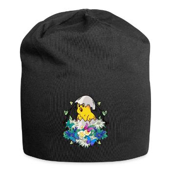 Frühlingsanfang Küken Federvieh frohe Ostern Natur - Jersey-Beanie - Schwarz - Vorne