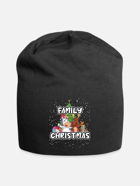 Christmas Family Christmas Tree - Jersey Beanie - black