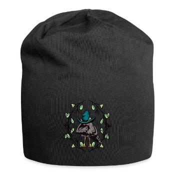 Early Spring Raven Crow Sleepy Hat Spring - Jersey Beanie - black - Front
