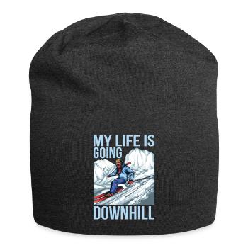 Ski My Life Is Going Downhill Snow Skiing - Jersey-Beanie - Anthrazit - Vorne