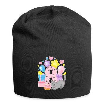 Birthday Shirt Kitten Finally 8 Years Girl - Jersey Beanie - black - Front
