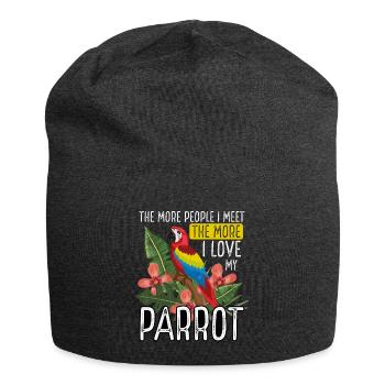 I love my parrot - Jersey Beanie - charcoal grey - Front