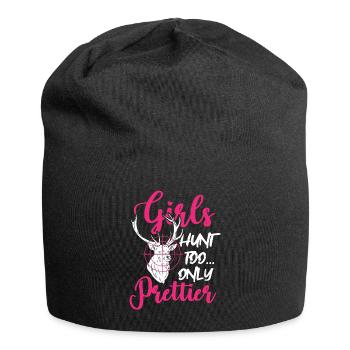 Les filles chassent aussi seulement plus joli cadeau de chasse de chasseresse - Bonnet en jersey - noir - Devant