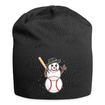 Baseball Schneemann Baseball Spieler Baseballer - Jersey-Beanie - Schwarz - Vorne