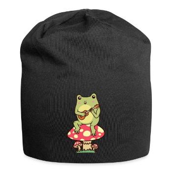 Frosch Auf Einem Pilz Ukulele Ukulelist - Jersey-Beanie - Schwarz - Vorne