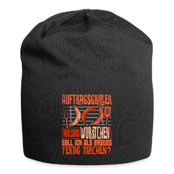 Auftragsgriller Grillen Barbecue Bbq Grillmeister - Jersey-Beanie - Schwarz - Vorne