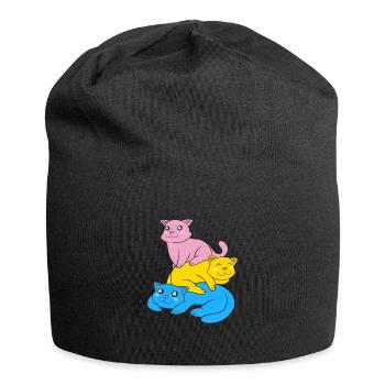 Pansexualität Flagge Katzen Pan Stolz Farbe - Jersey-Beanie - Schwarz - Vorne