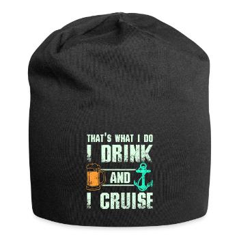 Je bois de la bière et je navigue - Bonnet en jersey - noir - Devant