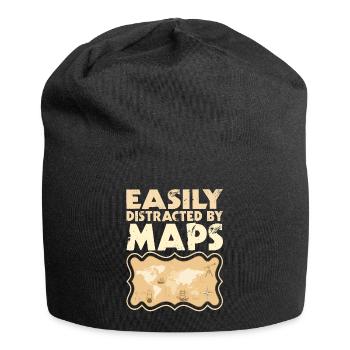 Easily distracted by Maps Geography Mapping - Jersey Beanie - black - Front