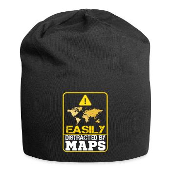 Easily distracted by Maps Geography Mapping - Jersey Beanie - black - Front