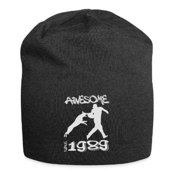 Awesome since 1989. Agility, Hundetraining - Jersey Beanie - charcoal grey - Front