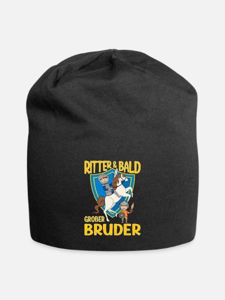 Großer Bruder Ritter Geschwister Kind Nachwuchs - Jersey-Beanie - Schwarz