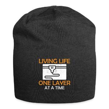 3D Printing - Living Life One Layer At A Time - Jersey Beanie - charcoal grey - Front