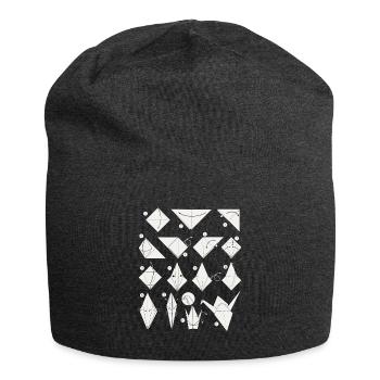 Origami Japanese Art Folding Crane Paper - Jersey Beanie - charcoal grey - Front
