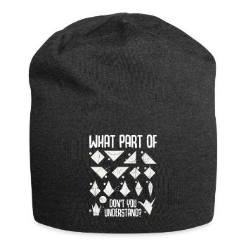 Origami Japanese Art Folding Crane Paper - Jersey Beanie - charcoal grey - Front