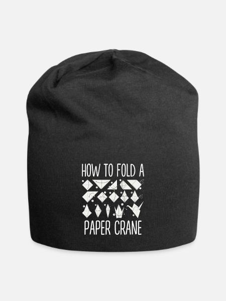 Origami Japanische Kunst Faltender Kranich Papier - Jersey-Beanie - Schwarz