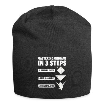 Origami Japanese Art Folding Crane Paper - Jersey Beanie - charcoal grey - Front