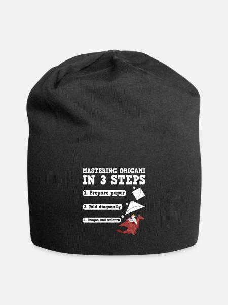 Origami Japanische Kunst Faltender Kranich Papier - Jersey-Beanie - Schwarz
