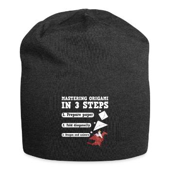Origami Japanese Art Folding Crane Paper - Jersey Beanie - charcoal grey - Front