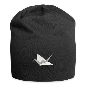 Origami Japanese Art Folding Crane Paper - Jersey Beanie - black - Front