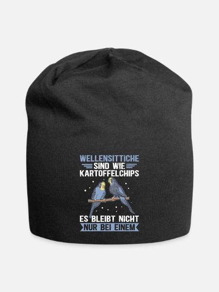 Wellensittich Besitzer Wellensittiche Geschenk - Jersey-Beanie - Schwarz