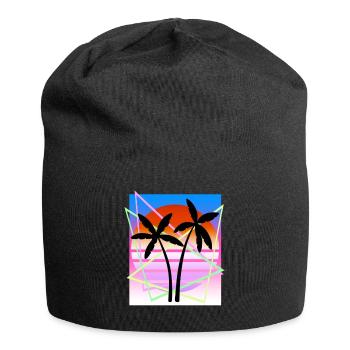 Cool Retro Palm Tree Island Vapor Wave Designs - Jersey-Beanie - Schwarz - Vorne