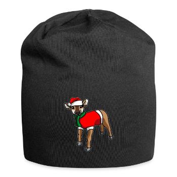 Antilope avec pull de Noël - Bonnet en jersey - noir - Devant