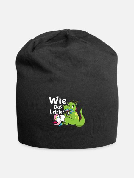 Drachen Wie Das Letzte Einhorn frisst Drache - Jersey-Beanie - Schwarz