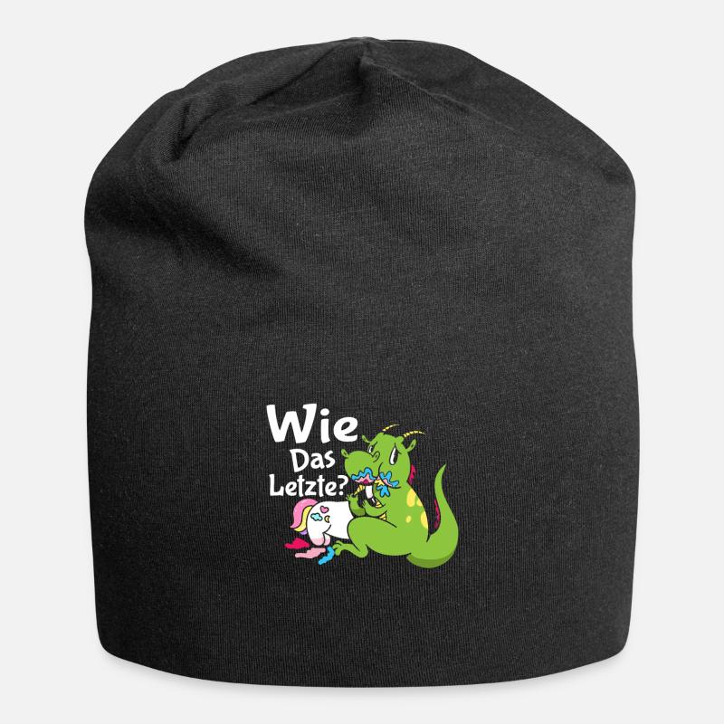 Drachen Wie Das Letzte Einhorn frisst Drache - Jersey-Beanie - Schwarz