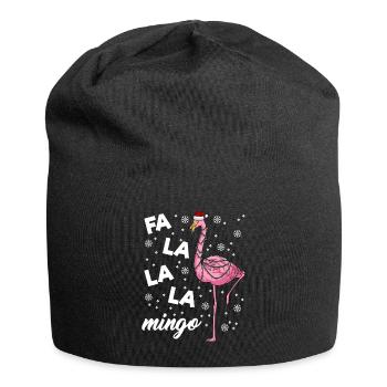 Falalalamingo Flamingo Weihnachtslichter Flamingo - Jersey-Beanie - Schwarz - Vorne