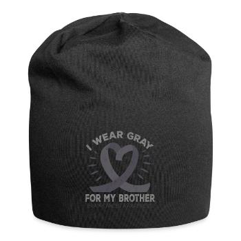 Month May Gray Ribbon Brain Cancer Awareness - Jersey Beanie - black - Front