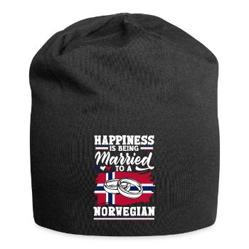 Norway Norwegian Happiness Is Being Married To A - Jersey Beanie - black - Front