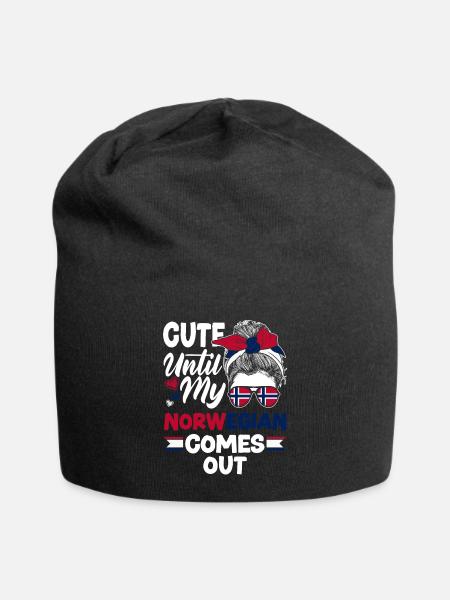 Norway Norwegian Cute Until My Norwegian Comes - Jersey Beanie - black