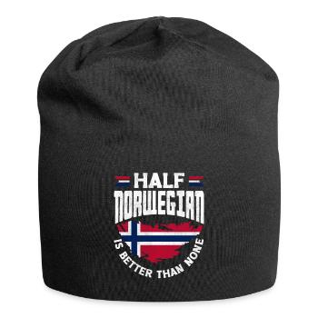 Drapeau de la Norvège La moitié norvégienne vaut mieux que rien - Bonnet en jersey - noir - Devant