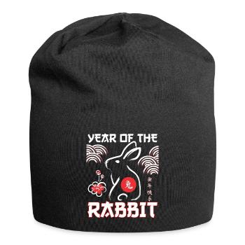 Jahr des Kaninchens Chinesisches Neujahr Mondfrühling - Jersey-Beanie - Schwarz - Vorne