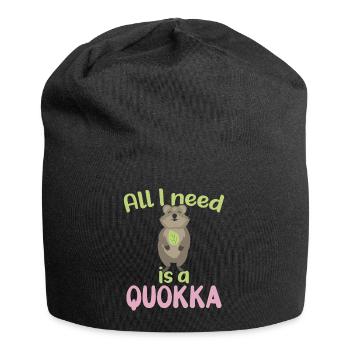 All I need is a Quokka / Grinsendes Quokka - Jersey-Beanie - Schwarz - Vorne