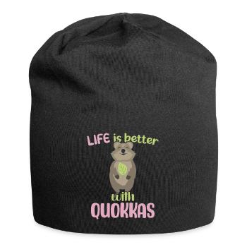 La vie est meilleure avec Quokkas - Grinning Quokka - Bonnet en jersey - noir - Devant
