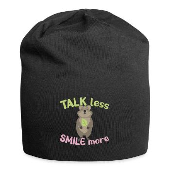 Talk less - Smile more / Grinsendes Quokka - Jersey-Beanie - Schwarz - Vorne