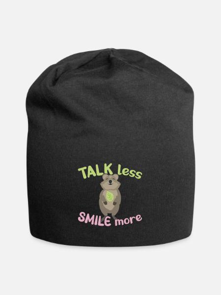 Talk less - Smile more / Grinsendes Quokka - Jersey-Beanie - Schwarz