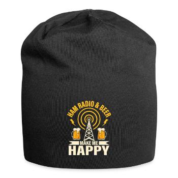 Ham radio & beer make me happy Amateur Operator - Jersey-Beanie - Schwarz - Vorne