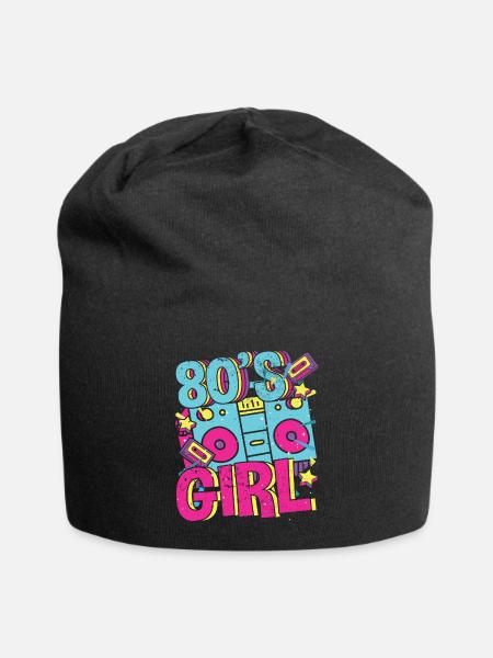 Women 80s girl 80s Themes Party Vintage 1980s - Jersey Beanie - black