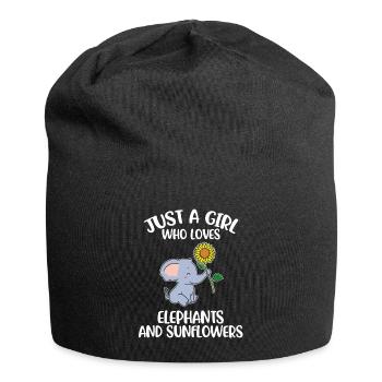 Elephants And Sunflowers Elefant Geschenk - Jersey-Beanie - Schwarz - Vorne